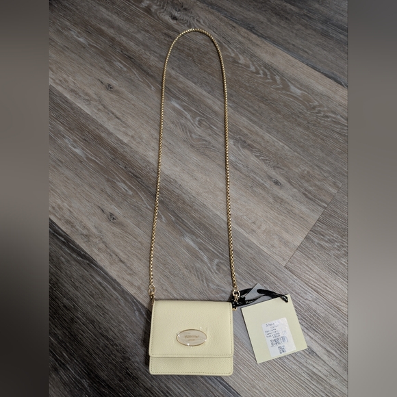 NWT•Moncrief London Italian Leather "Sloane"Crossbody Coin/ID Pouch•Bridal Ivory - Picture 6 of 17